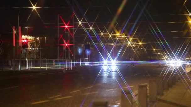Tallaght Rlanda 2020 Yıldızlar Şeklinde Fenerlerle Aydınlatılan Yoldaki Gece Trafiği — Stok video