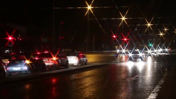 Tallaght Írország 2020 Éjszakai Dugó Lámpások Által Megvilágított Úton Csillagok — Stock videók