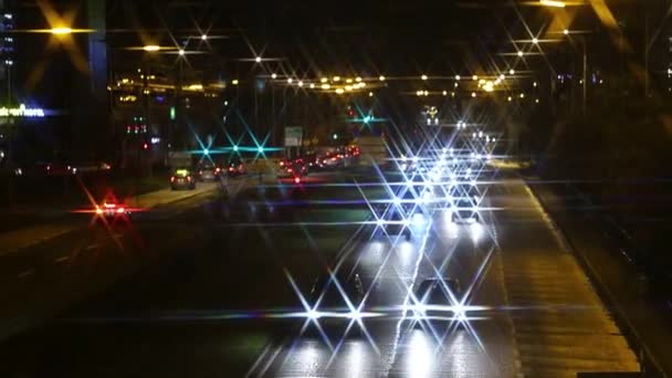 Tallaght Irlanda 2020 Atasco Tráfico Nocturno Carretera Iluminado Por Linternas — Vídeo de stock