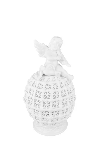 Anioł Ceramiczny Białym Tle — Zdjęcie stockowe