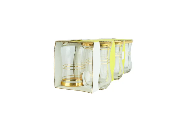 Set Bicchieri Turchi Vuoti Isolati Bianco — Foto Stock