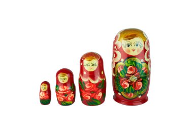 geleneksel Rusça matryoshka bebek beyaz arka plan üzerinde