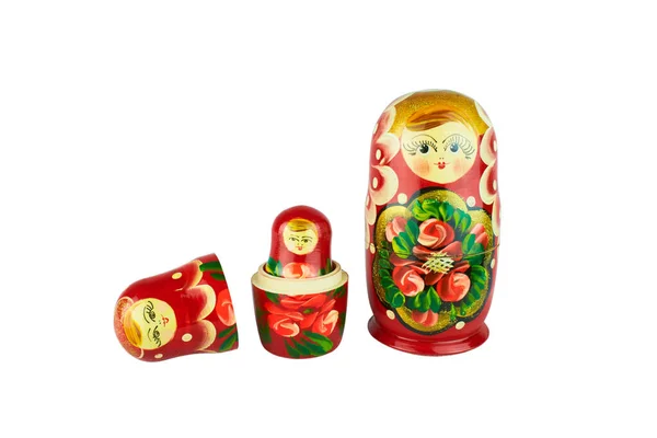 Traditionele Russische Matryoshka Pop Witte Achtergrond — Stockfoto