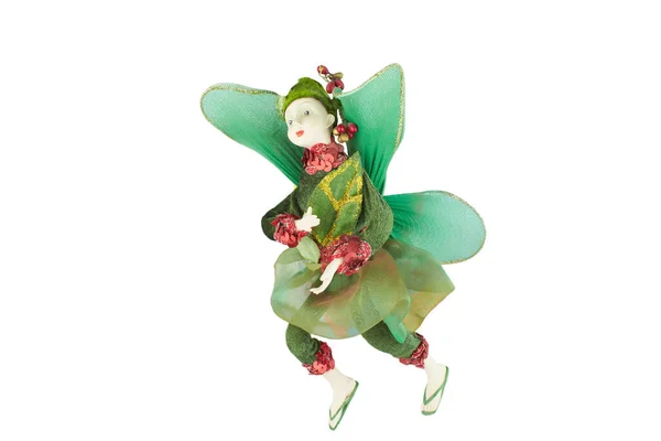 Decorative Jester Elf Doll Isolated White Background — Stock Photo, Image