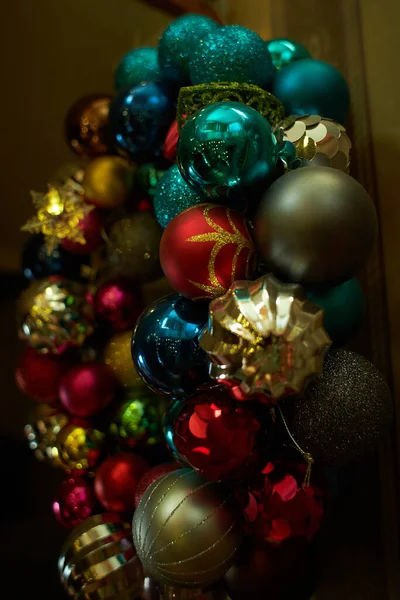 Nahaufnahme Mit Bündel Weihnachtskugeln — Stockfoto