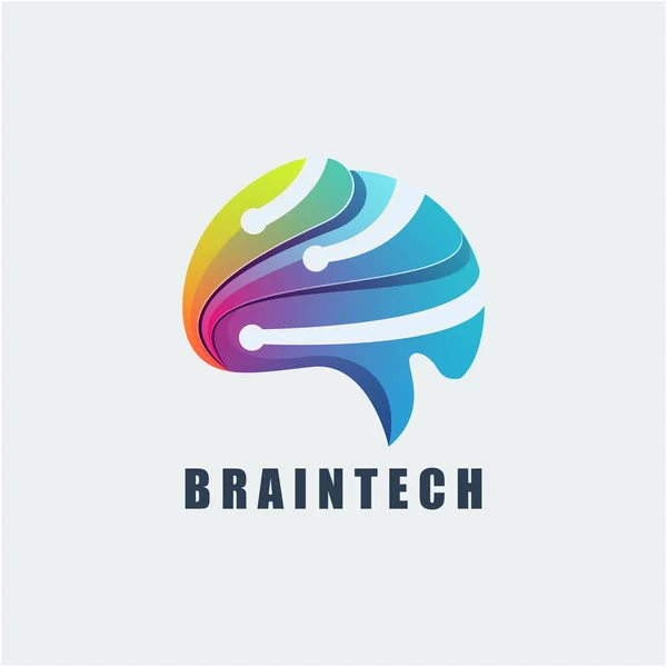 大脑技术彩色标识模板 — 图库矢量图片