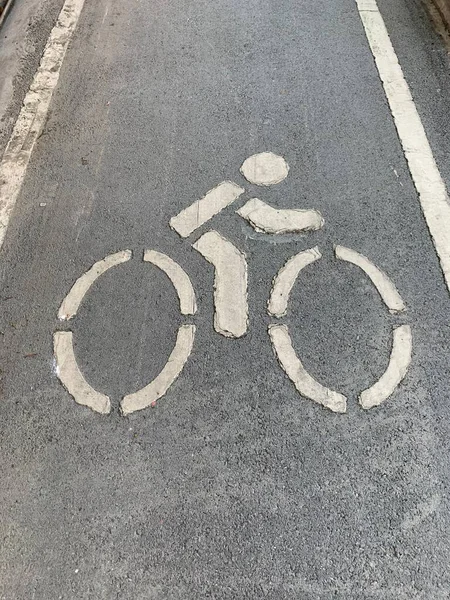 Bicycle Lane Sign Asphalt — Stockfoto