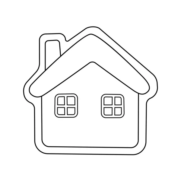 Zencefilli kurabiye evi. Beyaz arkaplanda izole edilmiş boyama kitabı için vektör karikatür çizimi