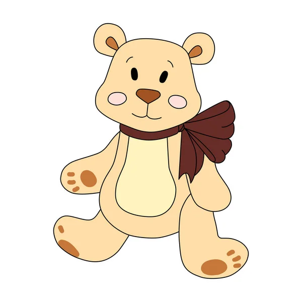 Çizgi film tarzında sevimli bir oyuncak ayı. Vektör illüstrasyonu beyaz arkaplanda izole edildi