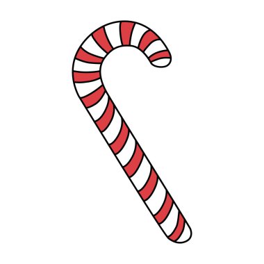 Karalama stili şeker kamışı. Güzel Noel süslemesi. Vektör illüstrasyonu beyaz arkaplanda izole edildi