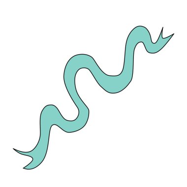 Çizgi film tarzında mavi kurdele. Ritmik jimnastik ya da tatil dekorasyonu için bant. Vektör illüstrasyonu beyaz arkaplanda izole edildi