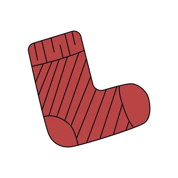 Red Sock Line Illustration Vector Drawing Doodle Style Cartoon Icon — Stock Vector