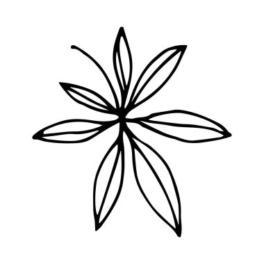 Karalama tarzında tropikal yaprak. Vektör illüstrasyonu beyaz arkaplanda izole edildi.