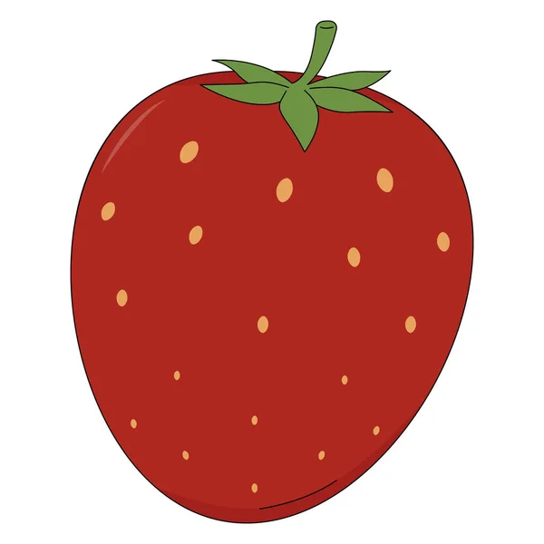 Vektor Ilustrasi Stroberi Berry Dalam Gaya Kartun Terisolasi Pada Latar - Stok Vektor