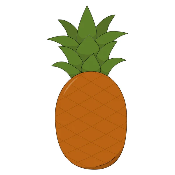 Vector Illustration Pineapple Tropical Fruit Cartoon Style Isolated White Background — 图库矢量图片