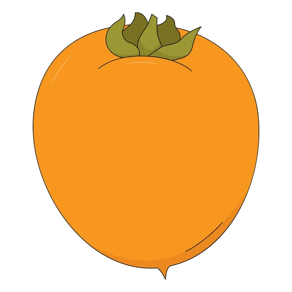 Vector Illustration Persimmon Fruit Cartoon Style Citrus Isolated White Background — 图库矢量图片