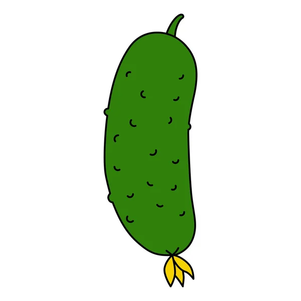 Cartoon Vector Illustration Cucumber Isolated White Background Ripe Vegetable Pickling — стоковый вектор