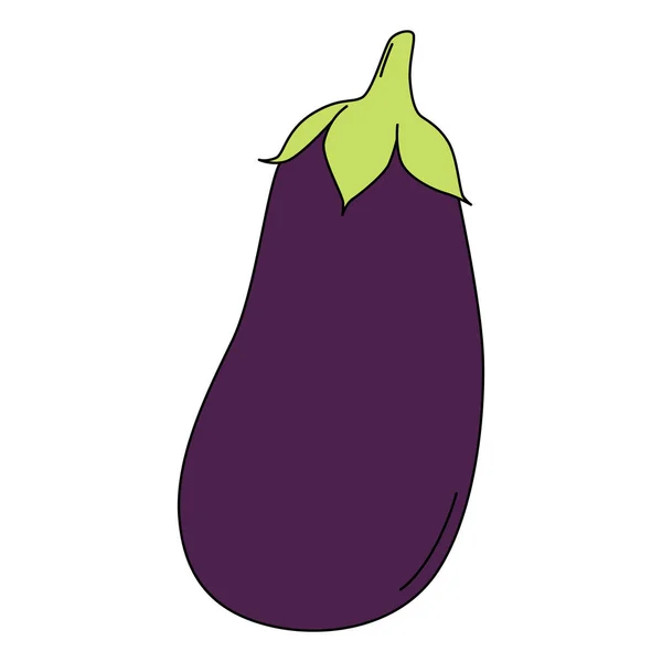 Cartoon Vector Illustration Eggplant Isolated White Background Ripe Vegetable Cooking — стоковый вектор