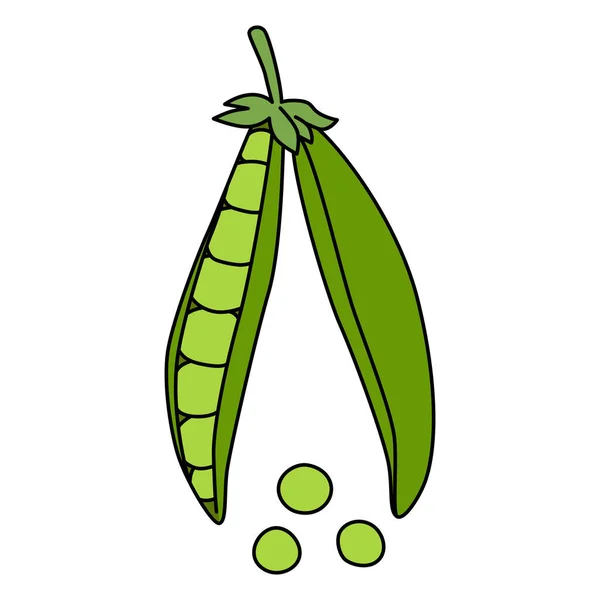 Cartoon Vector Illustration Pod Peas Isolated White Background Ripe Vegetable — Vetor de Stock