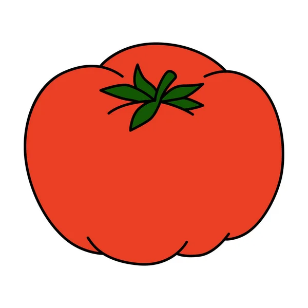 Ilustrasi Vektor Kartun Tomat Diisolasi Pada Latar Belakang Putih Sayuran - Stok Vektor