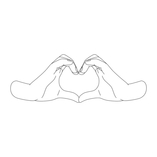 Vector Illustration Heart Hand Symbol Isolated White Background Sign Language — Stock Vector