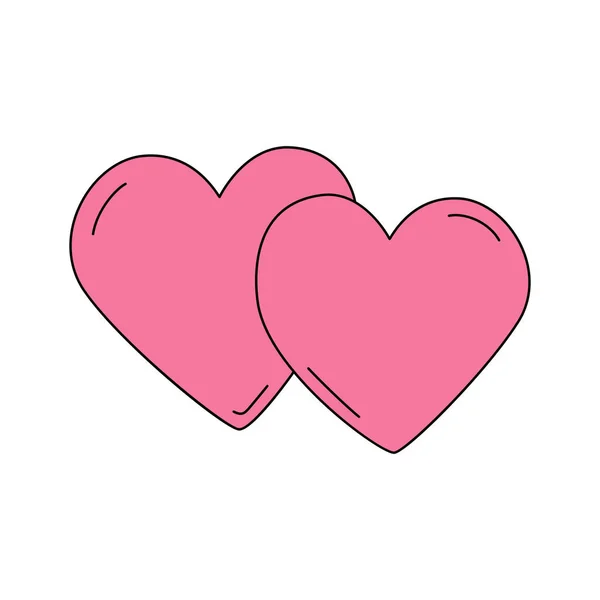 Два Розовых Сердца Мультяшном Стиле Символ Любви Семьи Брака Векторная — стоковый вектор