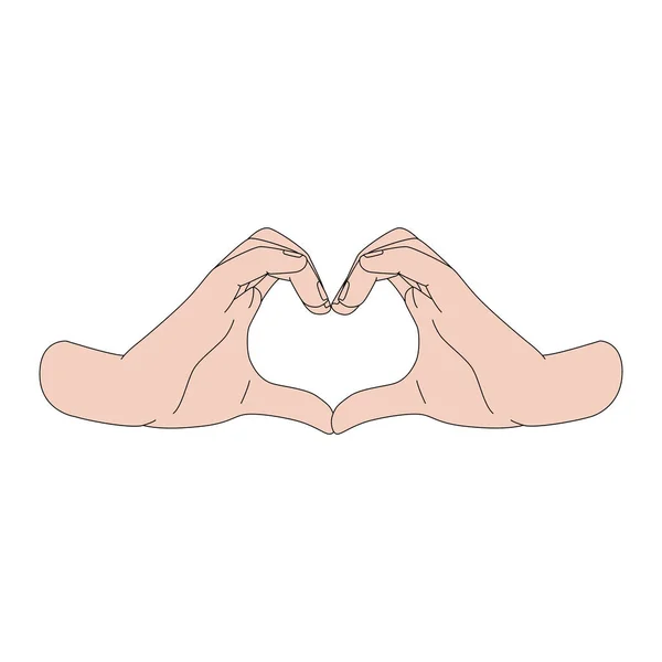 Vector Illustration Heart Hand Symbol Isolated White Background Sign Language — Stock Vector