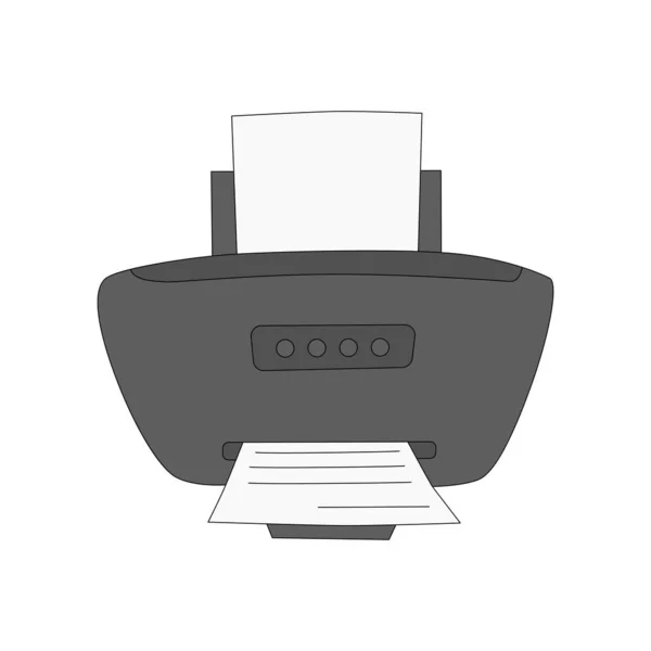 Yazıcının karikatür vektör çizimi beyaz arkaplanda izole edildi. Ofis malzemeleri. Yazdırma servisinin sembolü