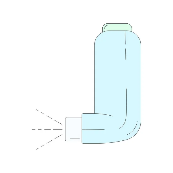 Inhalateur Style Dessin Animé Illustration Vectorielle Linéaire Isolée Sur Fond — Image vectorielle