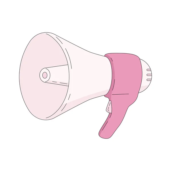 Çizgi film tarzında megafon. Beyaz arkaplanda vektör çizimi izole edildi. Hoparlörün sembolü