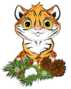 Küçük bebek kaplan ve kış zamanı