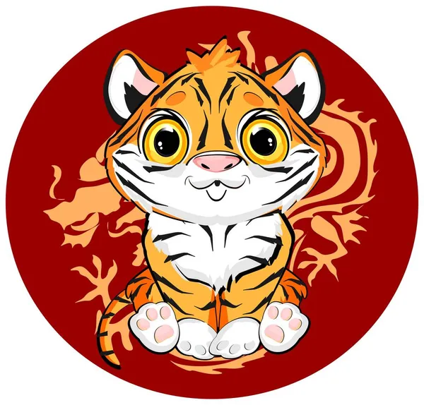 Petit Bébé Tigre Rouge Icône Chinoise — Photo