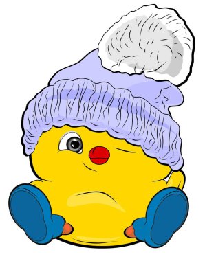 Kış elbiseli küçük sarı civciv