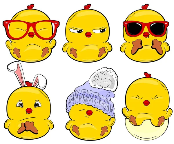 Set Little Yellow Chicks — Stock Photo, Image