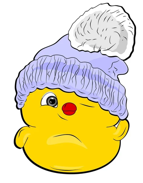 Pintainho Amarelo Com Chapéu Inverno — Fotografia de Stock