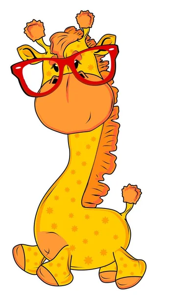 Girafe Mignonne Avec Des Lunettes Rouges — Photo