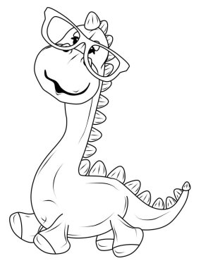 Büyük gözlüklü boyama dinozoru