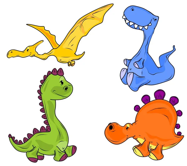 Quatro Dinos Engraçados Coloridos — Fotografia de Stock