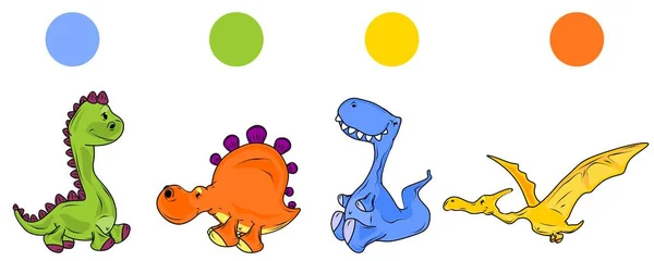 Dinozorlar Için Dört Renk Bulalım — Stok fotoğraf