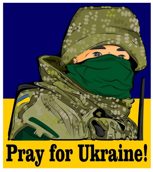 Soldado Ucraniano Rezar Pela Ucrânia — Fotografia de Stock