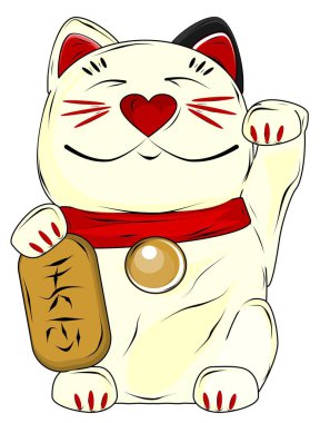 Gülümseyen ve mutlu maneki-neko kedisi