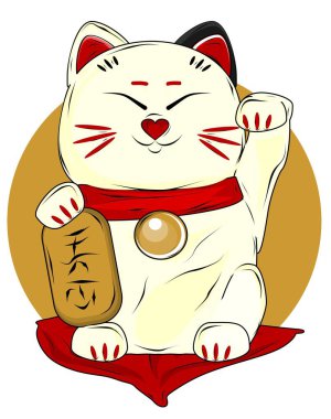 Uykulu maneki-neko kedisi ve gün doğumu