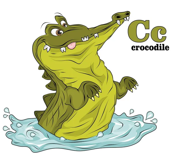 Grünes Krokodil Und Grünes Alphabet — Stockfoto