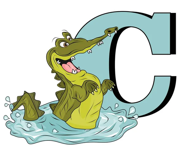 Crocodilo Engraçado Com Letra — Fotografia de Stock