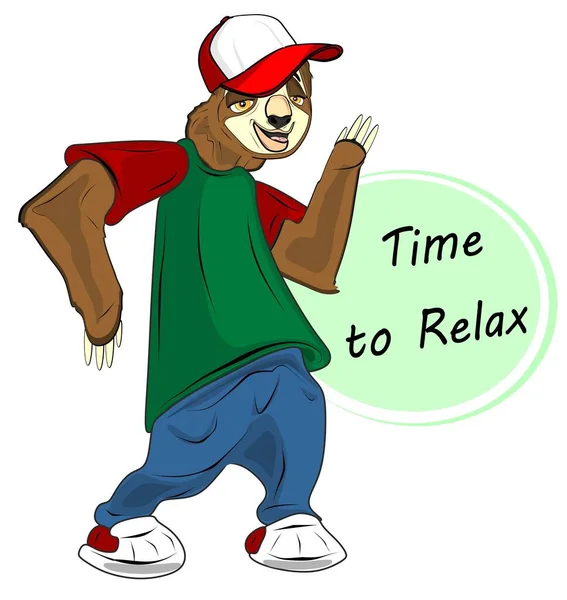 Happy Sloth Say Time Relax — Zdjęcie stockowe
