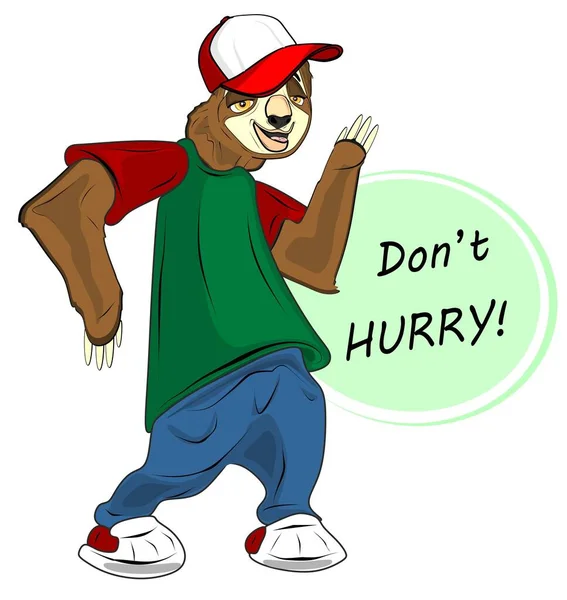 Funny Sloth Say Don Hurry — Stockfoto