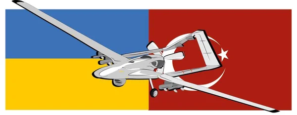 drone with Ukraine and Turkey flags