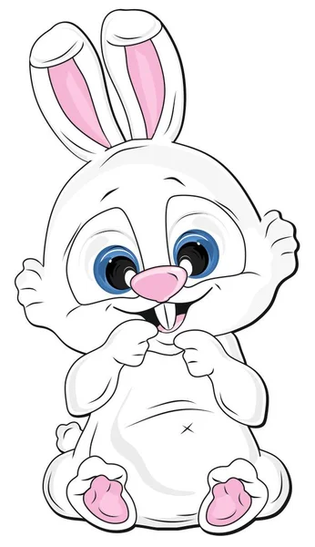 Little Cute White Baby Bunny — 图库照片