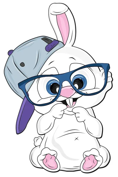 Şapkalı ve gözlüklü tavşan çocuk.