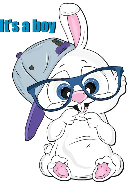 White Bunny Glasses Cap — Fotografia de Stock